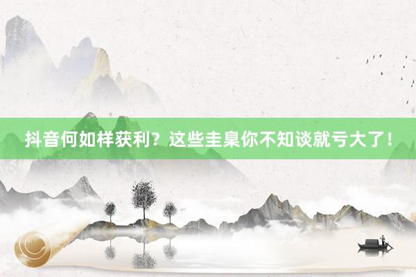 抖音何如样获利？这些圭臬你不知谈就亏大了！